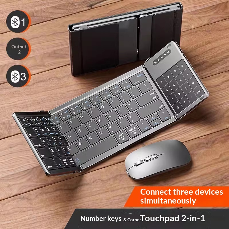 Laptop Extra Accessories - لوحة مفاتيح بلوتوث لاسلكية ثلاثية الطي